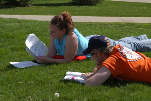 Two students studying