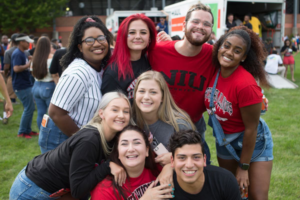 Football fans tailgating