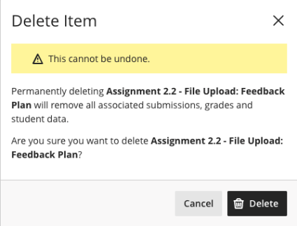 new Gradebook delete modal is much clearer