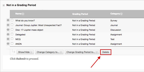 delete multiple grade center columns at once