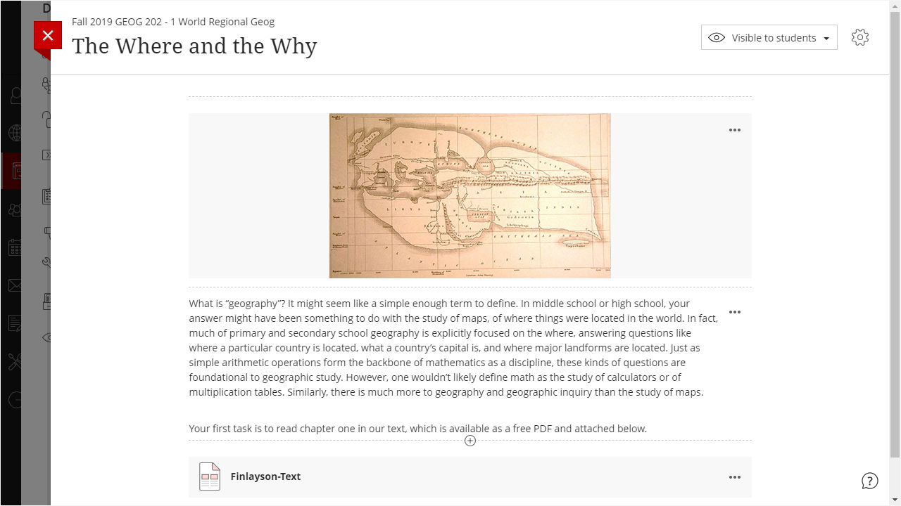 Document content type in blackboard with the ultra course view