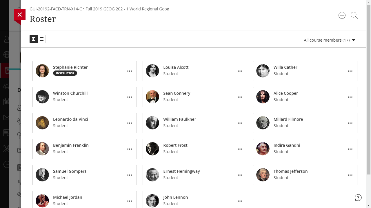 view student profile photos in the course roster
