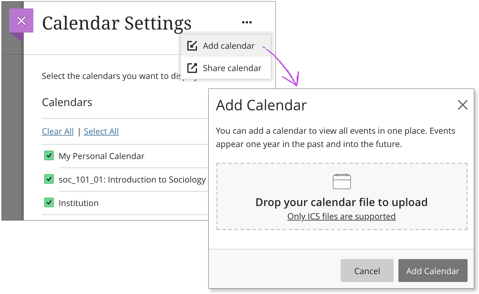 add calendar