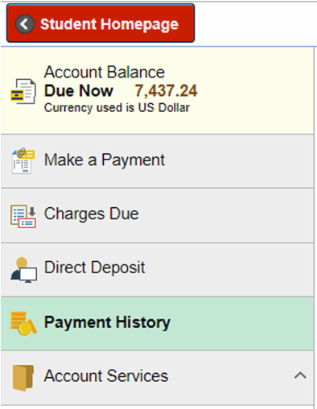 payment history left navigation