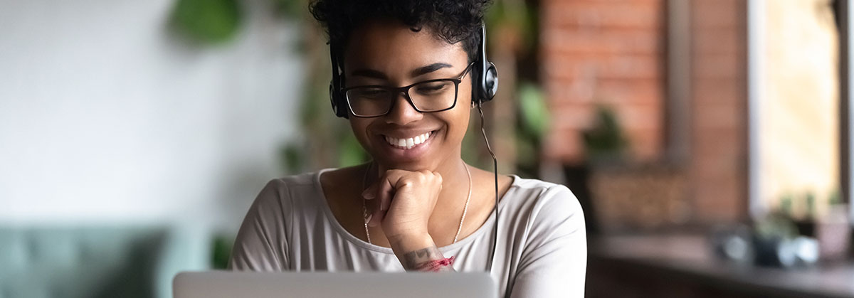 student participating in a virtual collaboration session