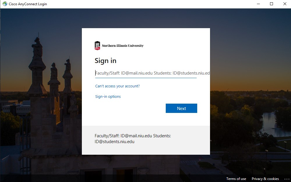 microsoft login page