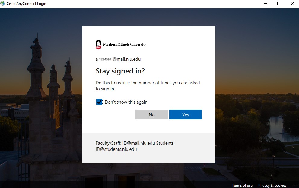 microsoft stay logged in page