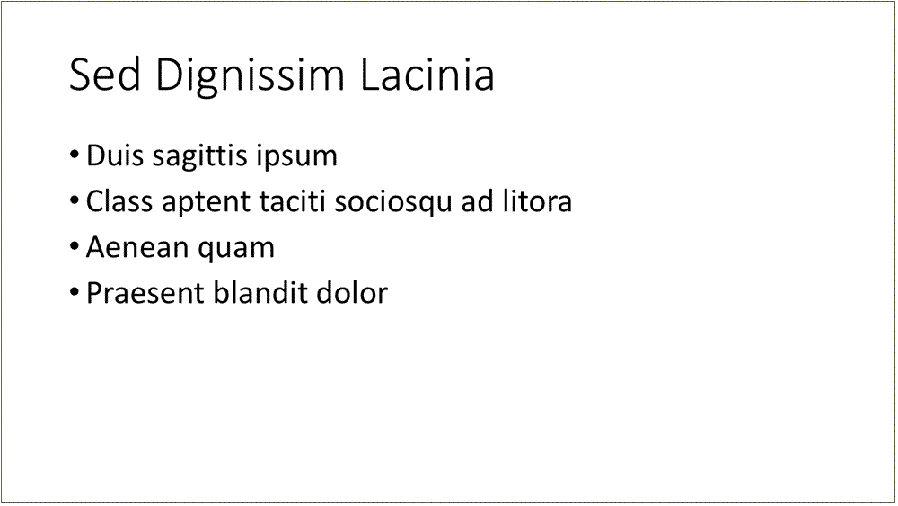 sample slide with four bullet points, illustrating a proper amount of content