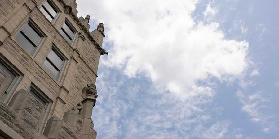 Looking up at Altgeld Hall