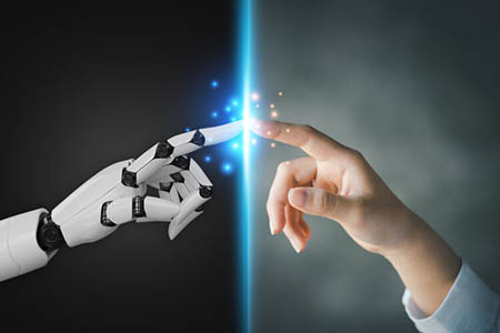 robot finger and human finger touching