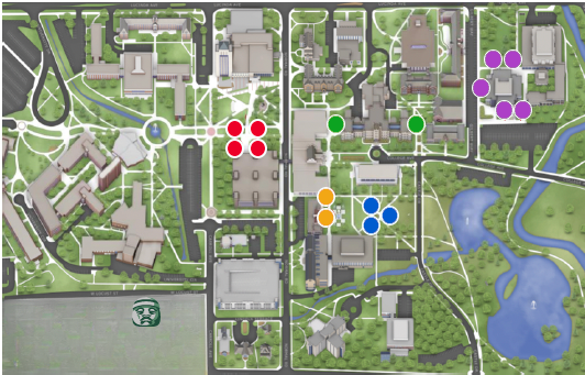 Map of on campus Olmec Heads