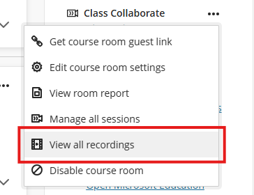 click the menu in the upper left to access recordings
