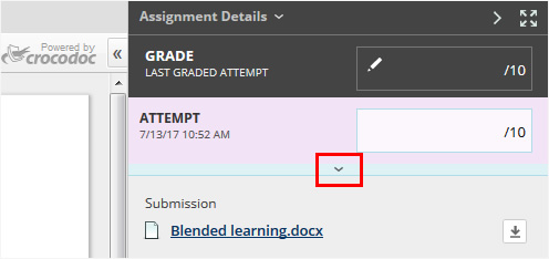 screenshot of inline grading