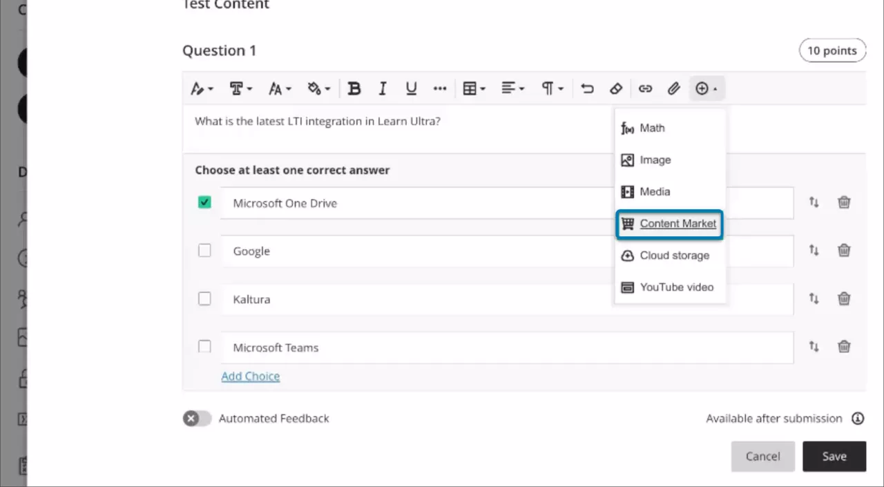 click the plus icon on the text editor toolbar