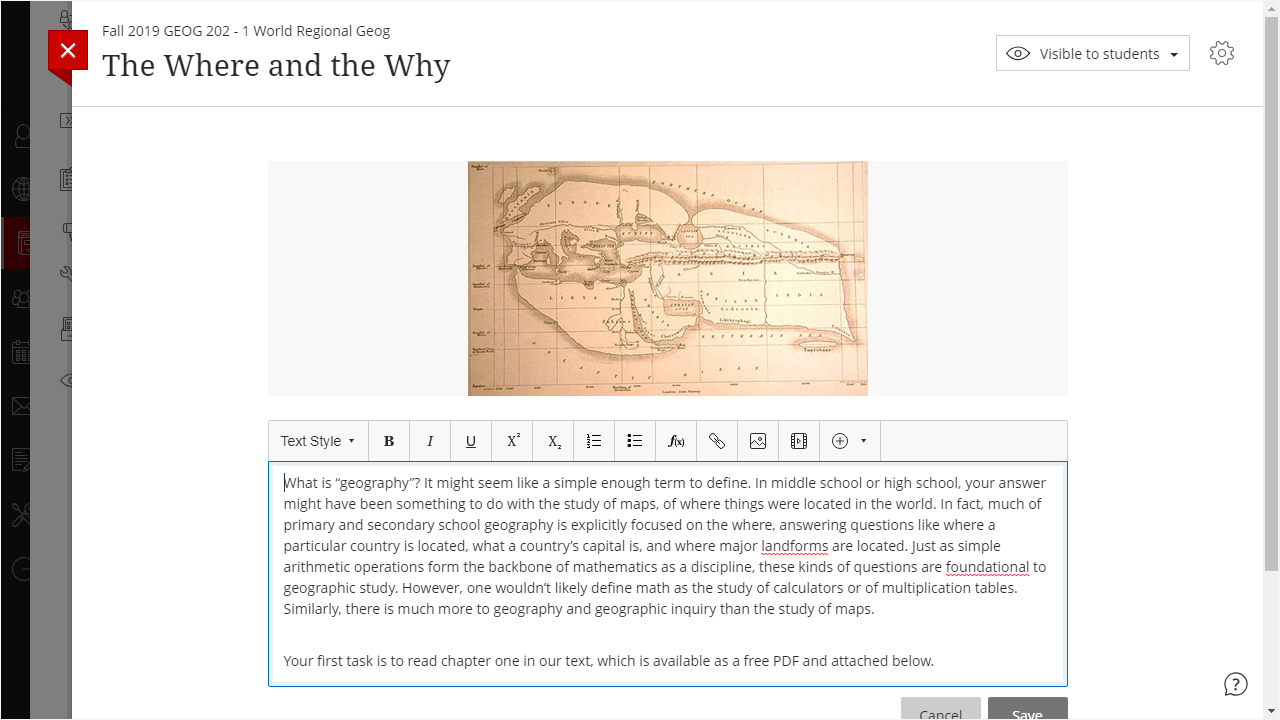 brand new text editor for Blackboard Ultra Course View
