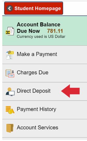 direct deposit left navigation