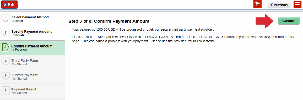 confirm payment amount