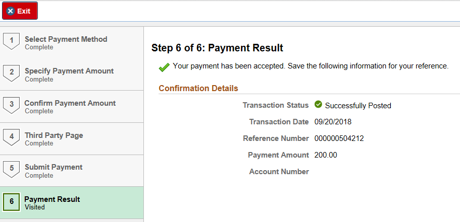 payment result