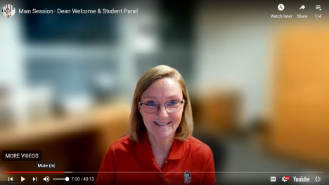 Interim Dean Schoenbachler delivering a welcome to students
