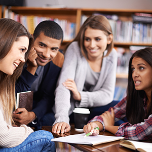 Group, students or brainstorming for project in classroom