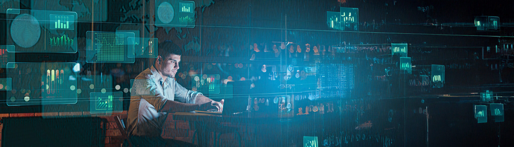 student working on data