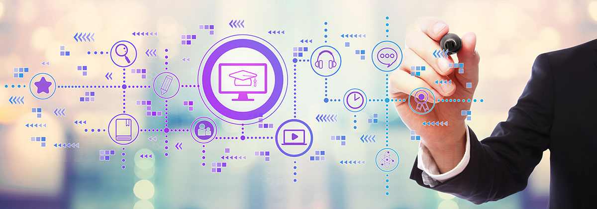 drawing on a whiteboard elements of online course