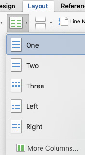 use columns tool to insert columns in Word