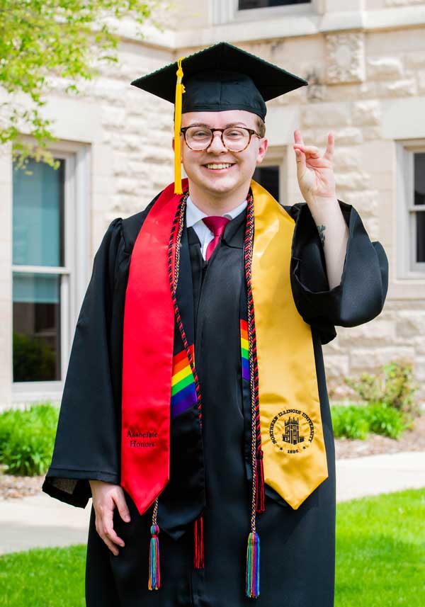 Photograph of Graduate Student in front of Altgeld Hall