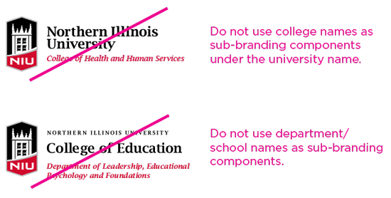 NIU logo sub-branding non-examples