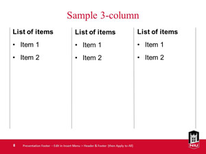 PPT template sample slide - 3 column
