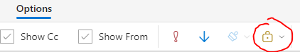 Shows where the lock icon is in O365