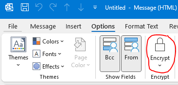 Shows Encryption button in Outlook client