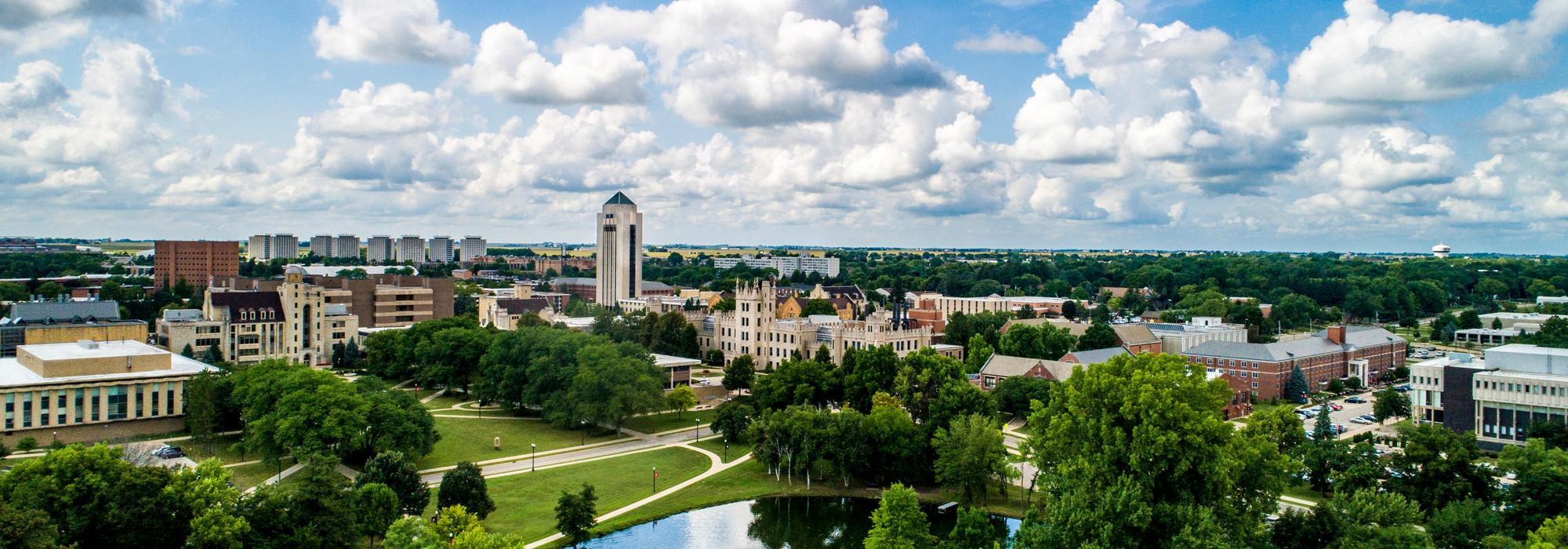 aerial photo of NIU's campus