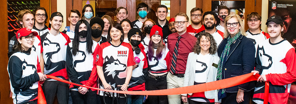Grand opening of the NIU Esports arena with President Lisa Freeman