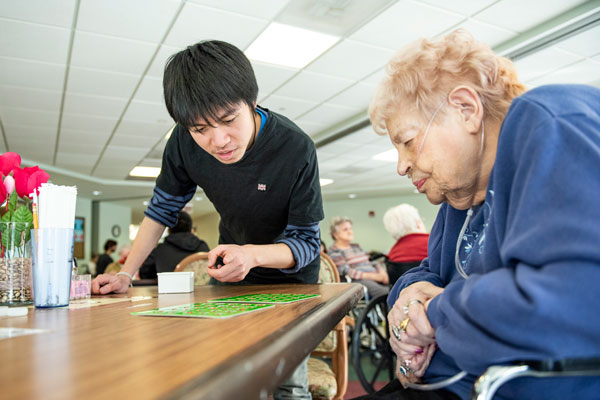Student service at nursing home