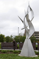 Northern Illinois University has installed sculptor Bruce Niemi’s ‘Remembered’ at the Forward, Together Forward Memorial Garden near Cole Hall.