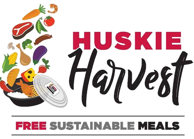 Huskie Harvest logo: free, sustainable meals for NIU students.