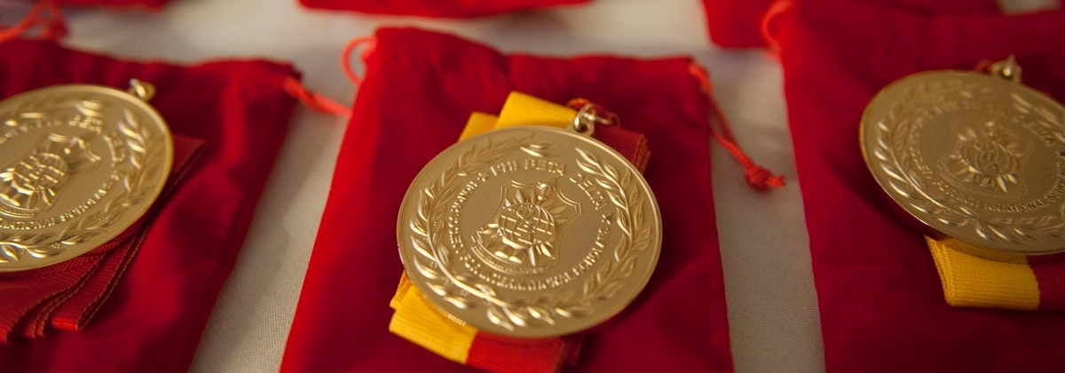close-up of Phi Beta Delta medals