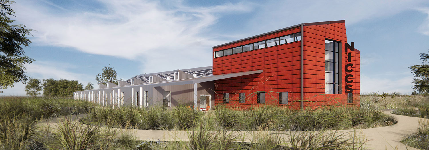 NICCS building rendering of main entrance