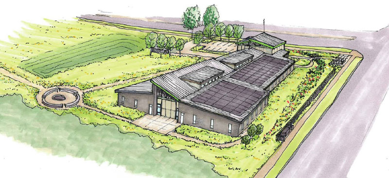 Northern Illinois Center for Community Sustainability rendering of building exterior from west