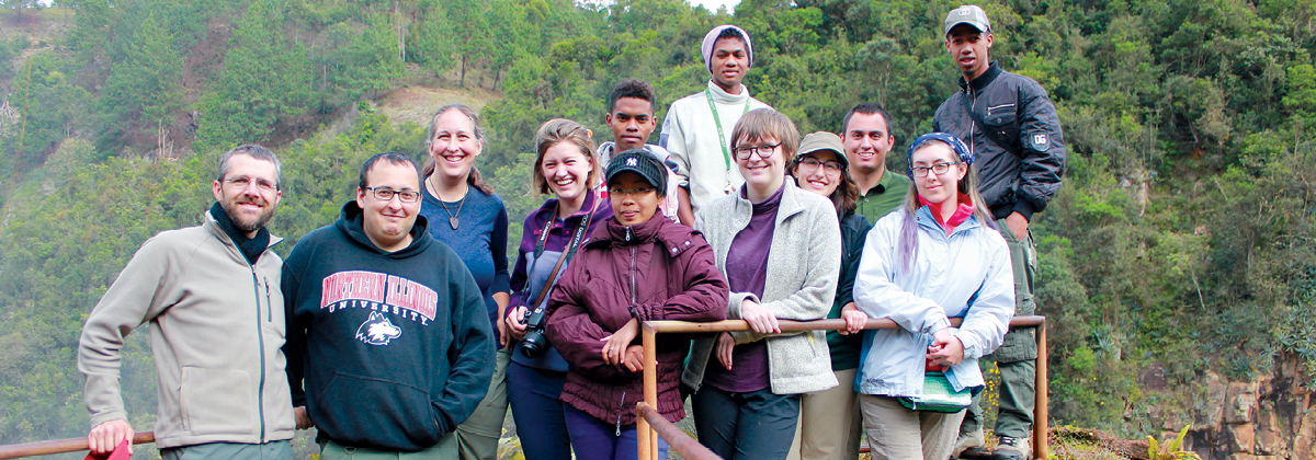 Presidential Engagement and Partnerships Professor of Anthropology Mitchell Irwin and NIU students partner with scientists and students in Madagascar to research and conserve lemur habitats.