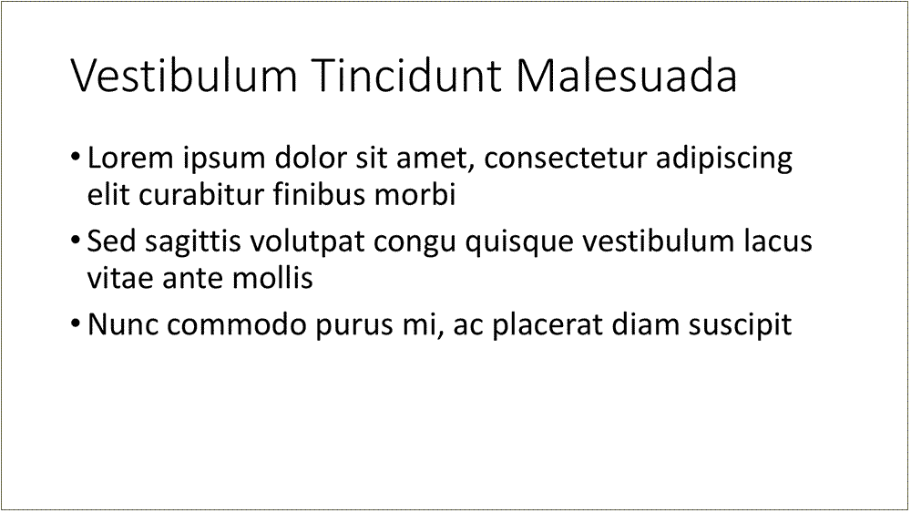sample slide with bullets not in sentences, avoiding text imbalance