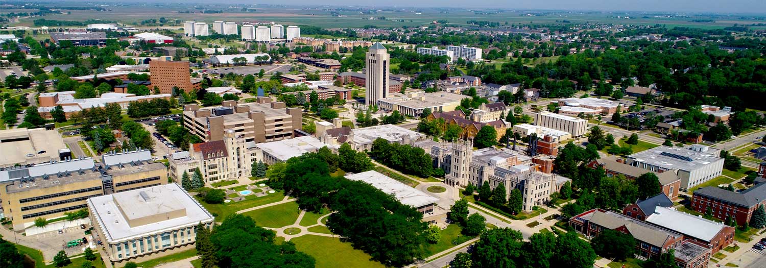 Arial view of NIU campus