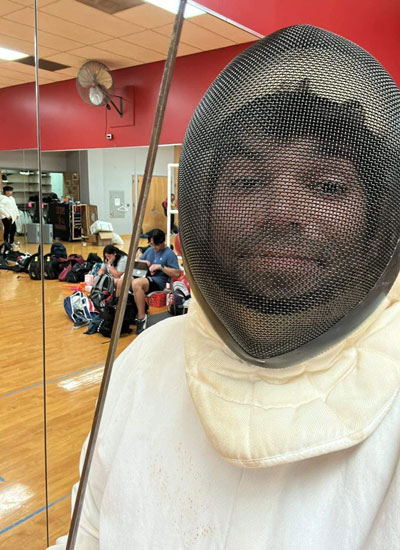 Jonah Parra ready for Fencing Club at Rec Center