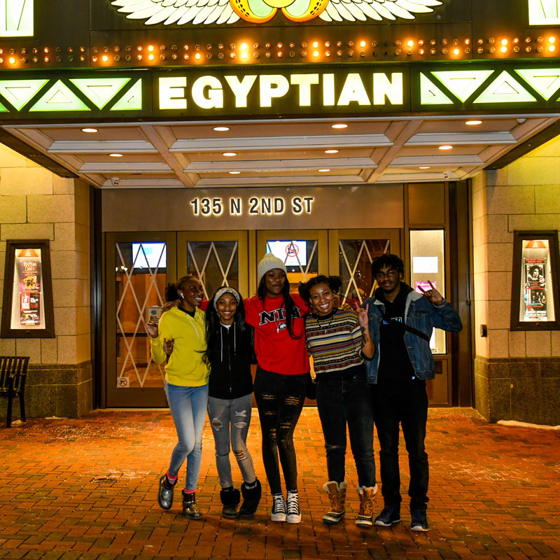 Students outside Egyptian Theatre