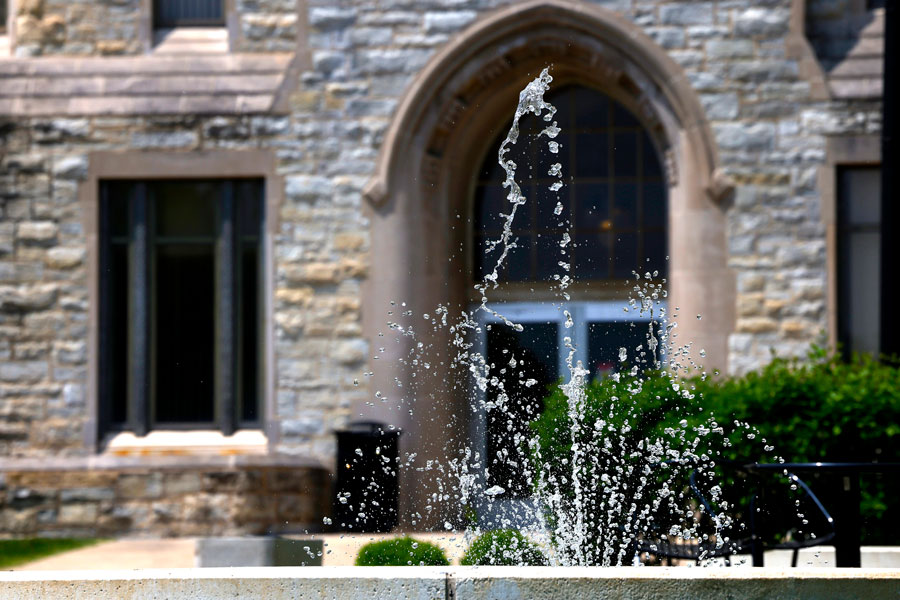 Fountain next to Davis Hall