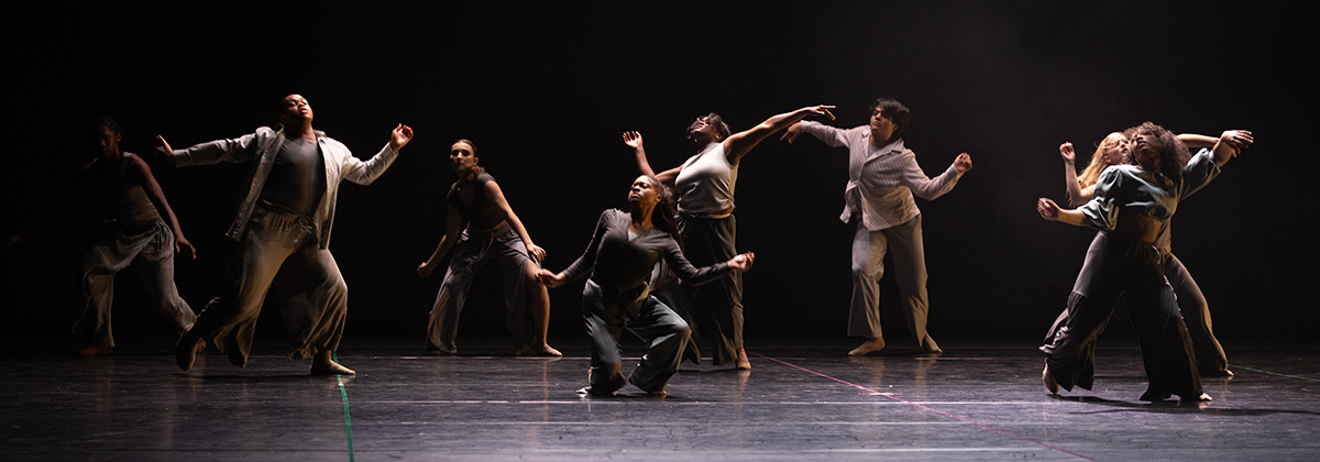 Modern dancers in a row